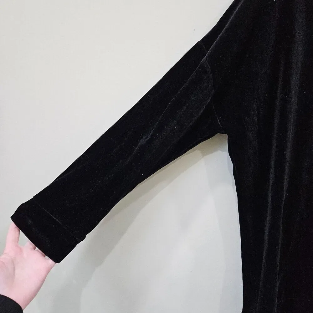 Jones New York Womens Whimsygoth Velvet Top Plus Size Black Office Witchy Grunge - Picture 5 of 10